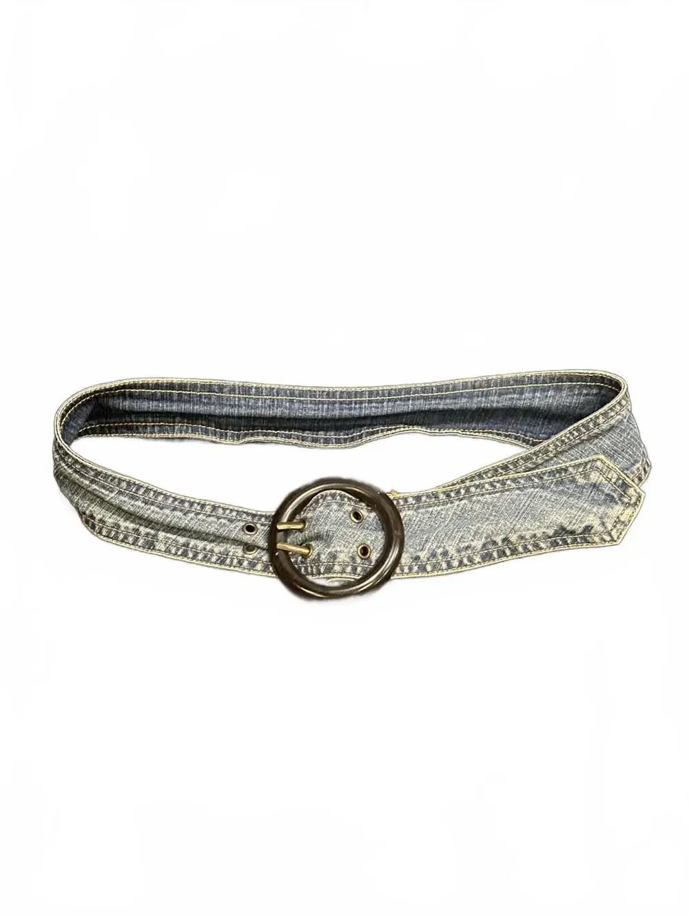 Denim Belt With Circular Buckle Y2K
